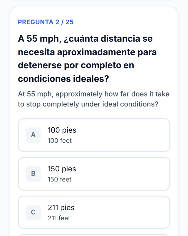 Pregunta con el texto en inglés bajo cada opción. Toque para ampliar.