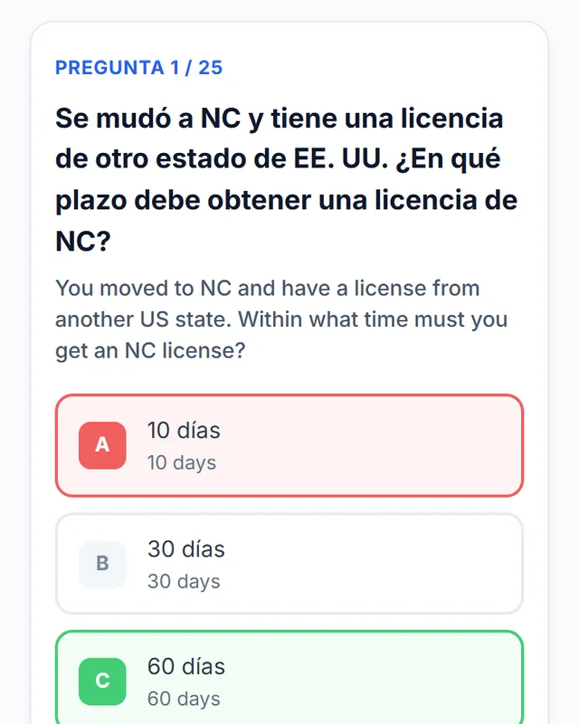 Pregunta respondida con la respuesta correcta marcada. Toque para ampliar.