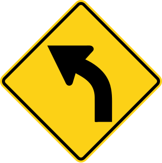 Curve Ahead — жёлтый ромб с символом поворота