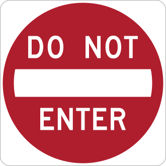 DO NOT ENTER — красный квадрат с белой полосой в круге