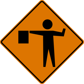Flagger Ahead — регулировщик с флагом впереди