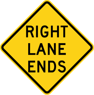 Right Lane Ends — правая полоса заканчивается