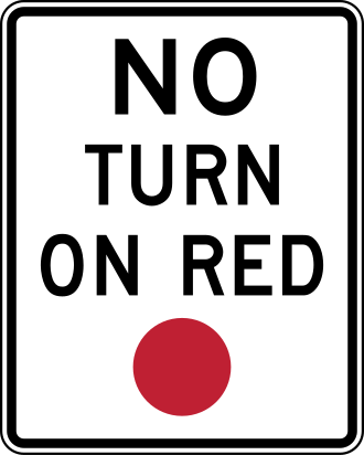 NO TURN ON RED — запрет поворота на красный