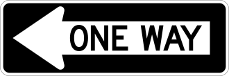 ONE WAY — чёрный прямоугольник со стрелкой