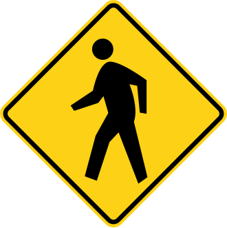 Pedestrian Crossing — жёлто-зелёный ромб с пешеходом