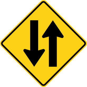 Two-Way Traffic — жёлтый ромб с двумя стрелками