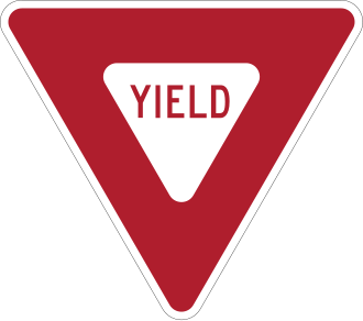 YIELD — красно-белый треугольник вершиной вниз